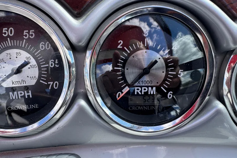 Slide: The Image of Close-up of 2008 Crownline 320 LS speedometer and tachometer gauges. - 14