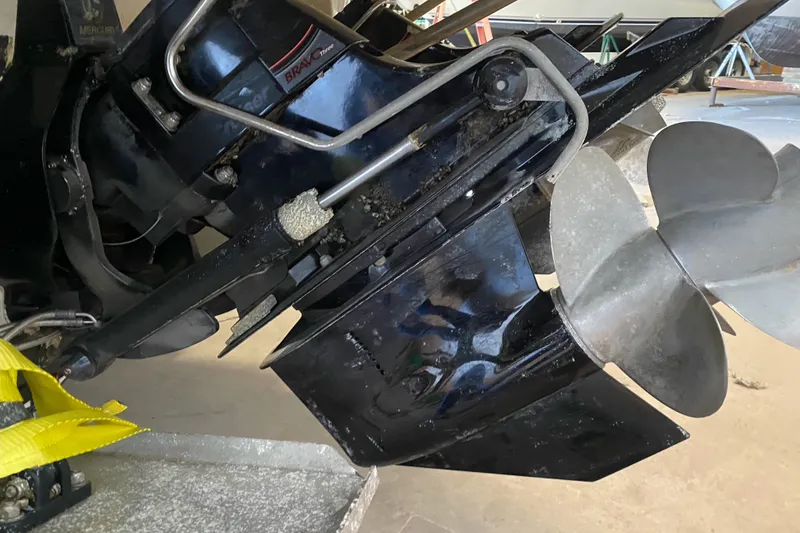 Slide: The Image of Close-up of a 2008 Crownline 320 LS boat propeller and drive system. - 29