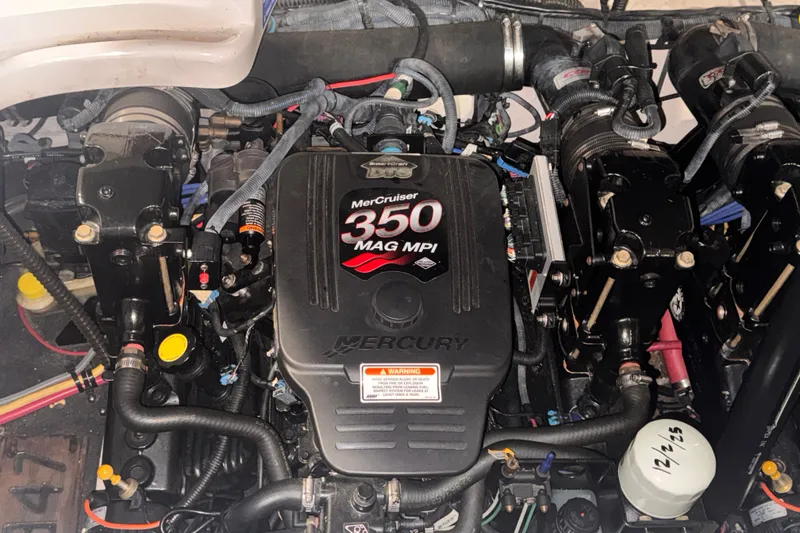 Slide: The Image of MerCruiser 350 MAG MPI engine in 2008 Crownline 320 LS boat. - 30