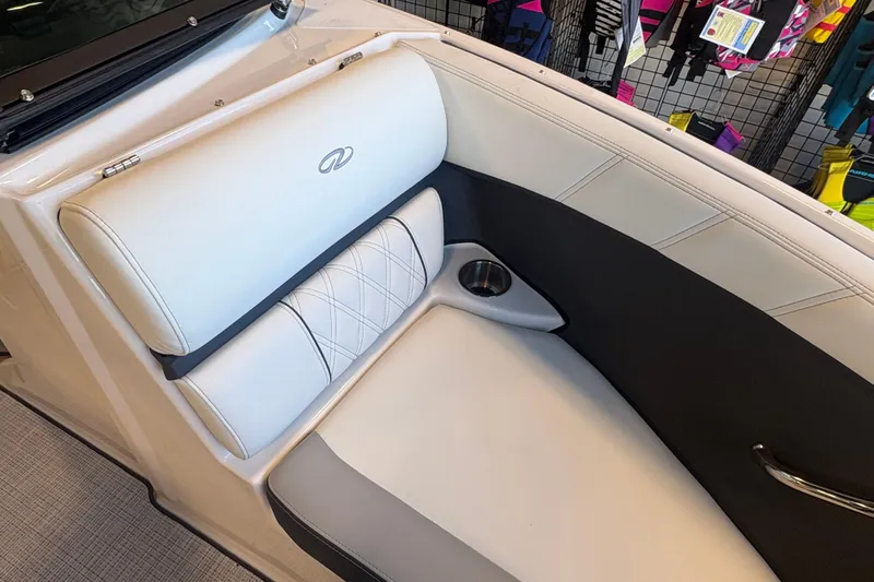 Slide: The Image of Luxurious seating in 2027 Regal 2000 ES boat with stylish upholstery and cup holder. - 16