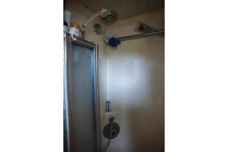 Slide: The Image of Shower area in 1987 Hatteras 40 Double Cabin yacht bathroom. - 50