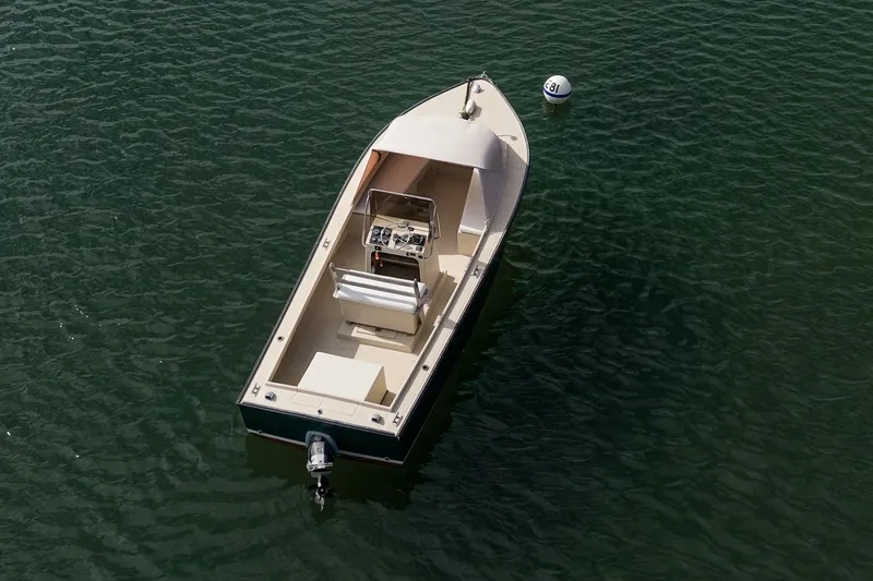Slide: The Image of Aerial view of 1989 Ellis 24 Open boat on calm water. - 20