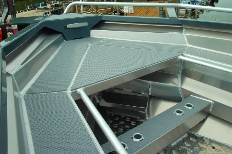 Slide: The Image of 2026 Stabicraft 1450 Explorer boat interior with durable, non-slip flooring and sturdy construction. - 16