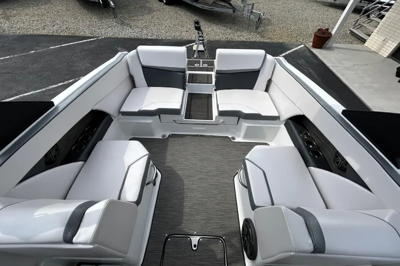 Slide: The Image of Interior of 2023 Scarab 255 Wake ID boat with spacious seating and modern design. - 22