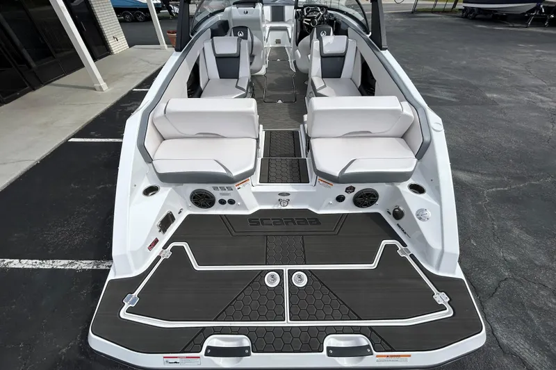 Slide: The Image of 2023 Scarab 255 Wake ID boat interior with sleek seating and modern design. - 23