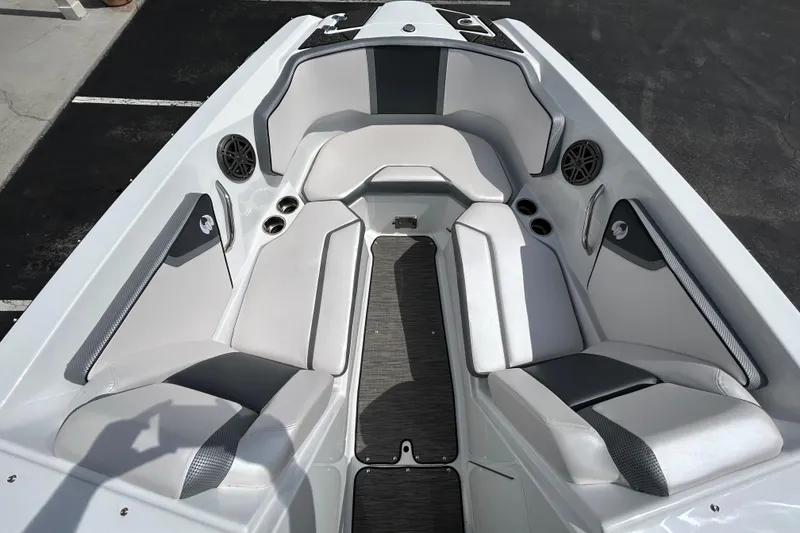 Slide: The Image of 2023 Scarab 255 Wake ID boat interior with sleek seating and modern design. - 34
