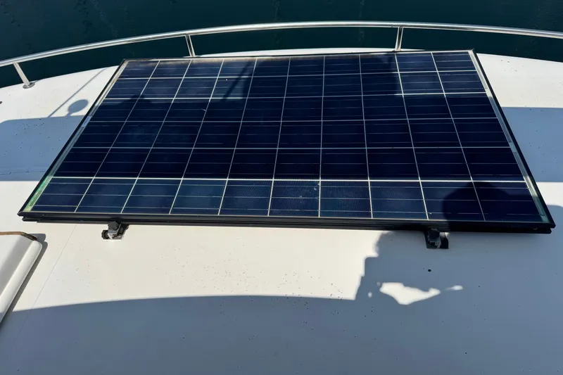 Slide: The Image of Solar panel installed on a 1987 President 37 yacht deck. - 72