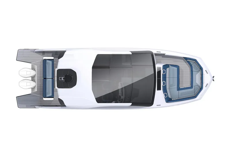 Slide: The Image of Manufacturer Provided Image: Top view of 2025 Galeon 375 GTO luxury yacht with sleek design and spacious layout. - 9