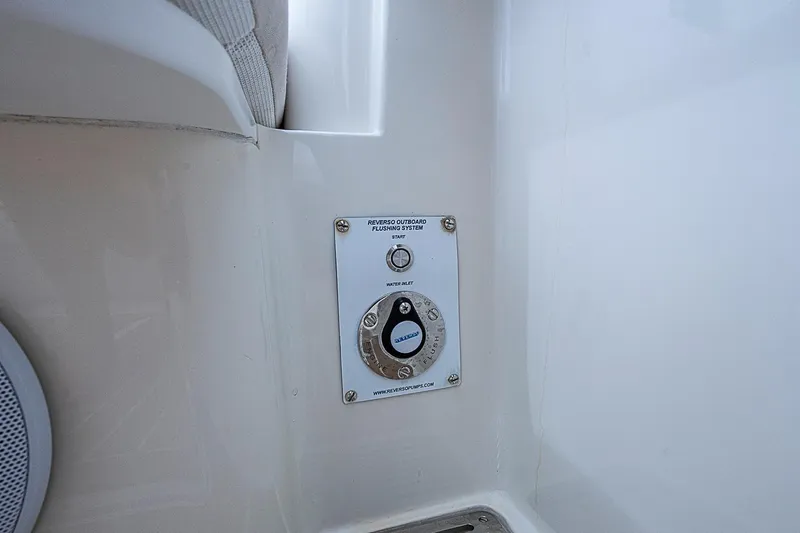 Slide: The Image of Hinckley Sport Boat 40 X 2023, Reverso outboard flushing system detail. - 11