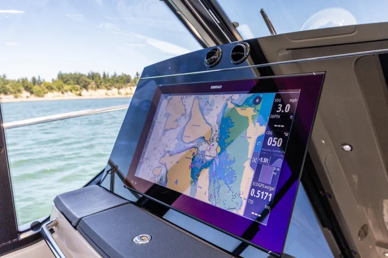 Slide: The Image of Navigation display on 2023 Boston Whaler 405 Conquest, showing detailed marine map. - 27