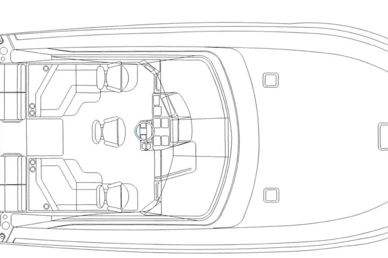 Slide: The Image of Line drawing of 2011 Rampage 41 Express boat layout, showcasing seating and helm area. - 4