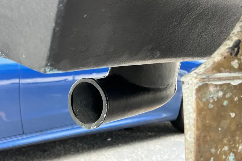 Slide: The Image of Close-up of a 2002 Sea Ray 340 Sundancer exhaust pipe. - 17