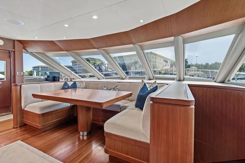 Slide: The Image of Luxurious interior of 2012 Ocean Alexander 90 Skylounge Motoryacht with elegant wood finishes. - 45