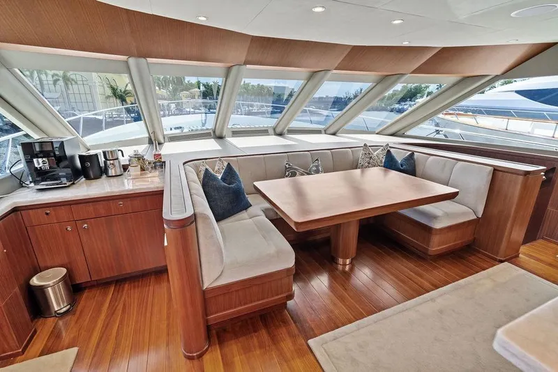 Slide: The Image of Luxurious interior of 2012 Ocean Alexander 90 Skylounge Motoryacht with elegant dining area. - 44
