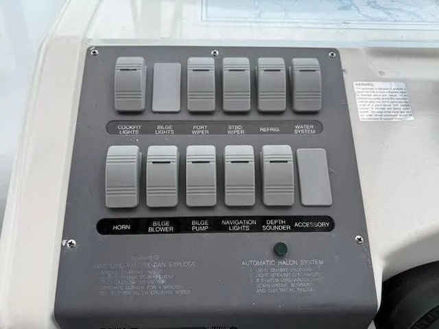 Slide: The Image of Control panel with various switches for boat systems. - 9