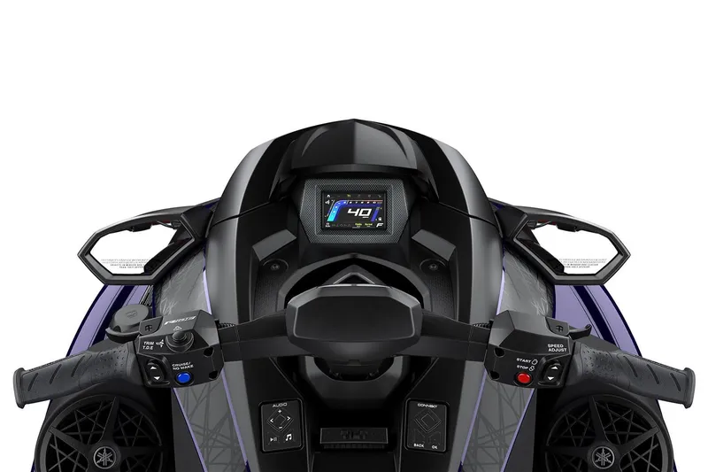 Slide: The Image of Manufacturer Provided Image: 2026 Yamaha WaveRunner GP HO dashboard with digital display and control handles. - 2