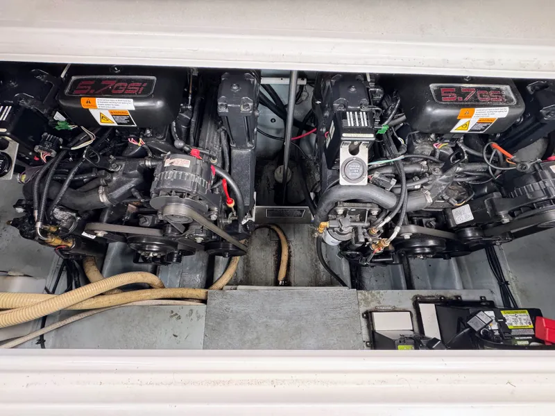 Slide: The Image of Engine compartment of a 2001 Four Winns 298 Vista with twin 5.7 GS engines. - 28