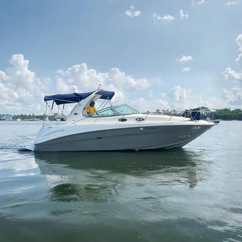 The Image of 2006 Sea Ray 300 Sundancer boat cruising on calm waters under a cloudy sky. - 0