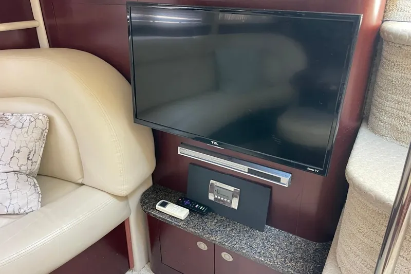 Slide: The Image of Interior of 2006 Sea Ray 40 Motor Yacht with TV and seating area. - 22