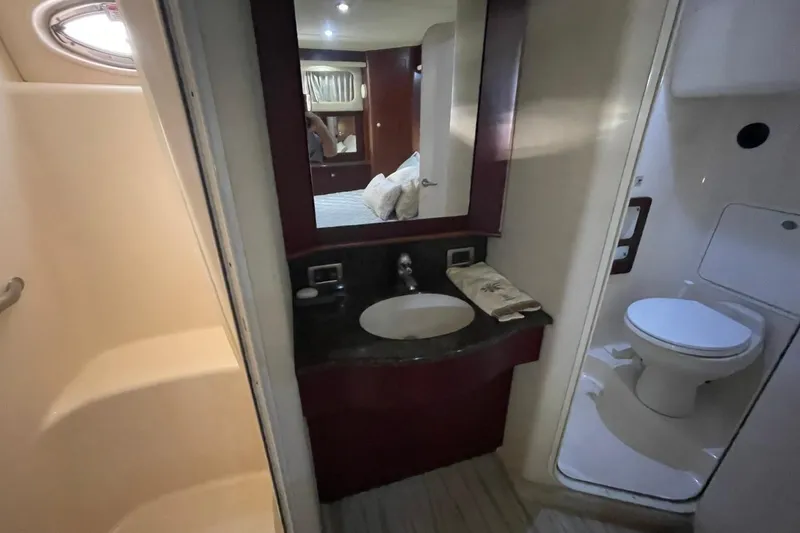 Slide: The Image of Bathroom interior of 2006 Sea Ray 40 Motor Yacht with sink and toilet. - 29