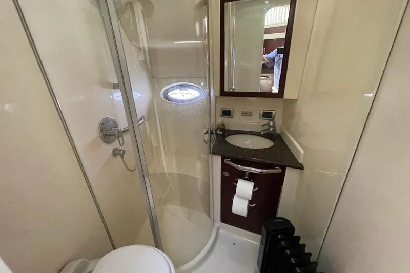 Slide: The Image of Bathroom interior of 2006 Sea Ray 40 Motor Yacht with shower and sink. - 41