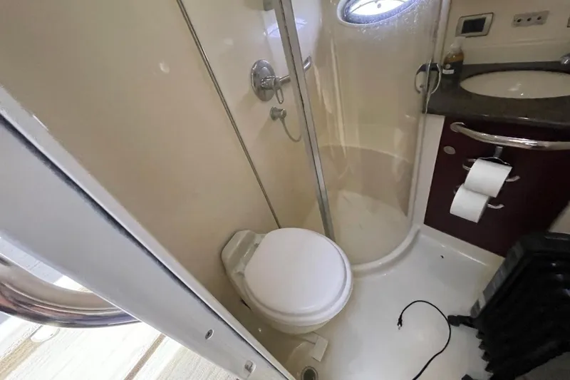 Slide: The Image of Bathroom interior of 2006 Sea Ray 40 Motor Yacht with shower and toilet. - 42