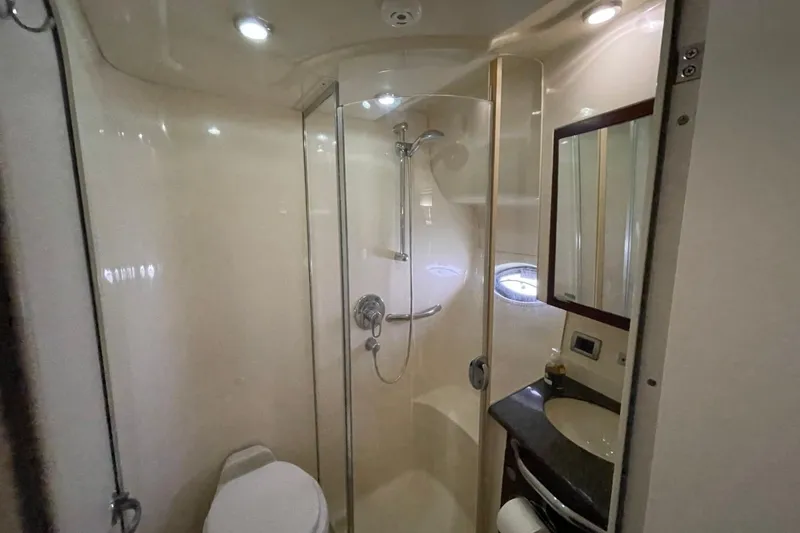 Slide: The Image of Luxurious bathroom in 2006 Sea Ray 40 Motor Yacht with shower and vanity. - 46