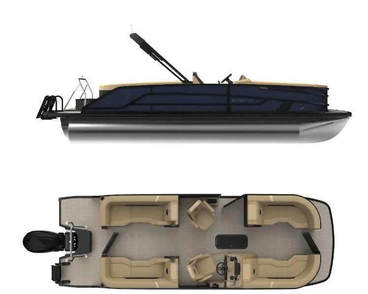 The Image of Evotti 500 Series Quad Lounge 523 from 2026, luxurious pontoon boat with spacious layout. - 1