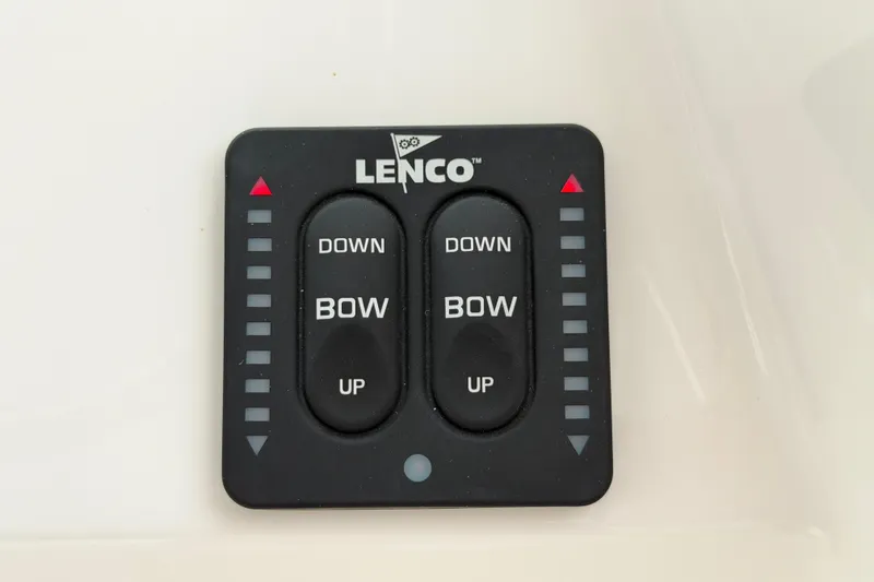 Slide: The Image of Lenco trim tab control panel on 2024 Albemarle 30 Express boat. - 49
