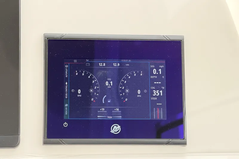 Slide: The Image of Digital dashboard display of 2024 Albemarle 30 Express boat showing navigation metrics. - 46