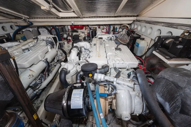 Slide: The Image of Engine room of the 2011 Carolina Classic 32 with two large engines. - 37