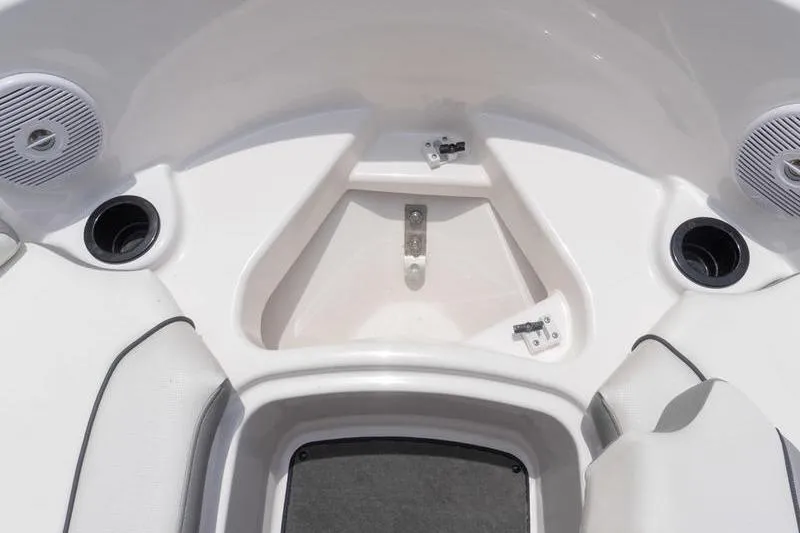 Slide: The Image of Interior view of a 2017 Yamaha Boats AR190, featuring seating and storage compartments. - 38