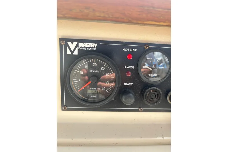 Slide: The Image of Mastry Engine Center gauge panel on 1999 Island Packet 45 sailboat. - 14