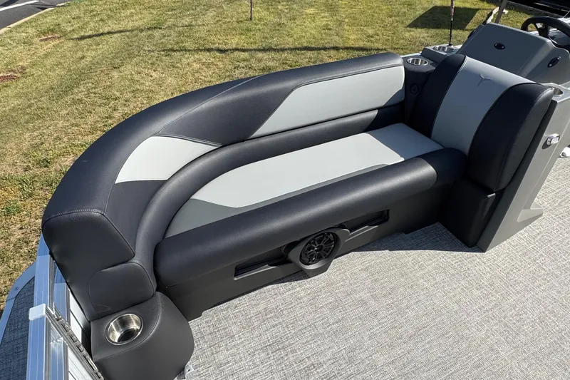 Slide: The Image of 2026 Tahoe Pontoon Sport 85 Quad Lounger 23 with sleek, modern seating design. - 12