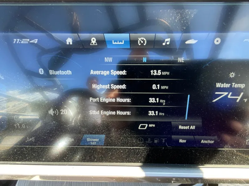 Slide: The Image of The display shows boat data like speed and engine usage hours. - 10