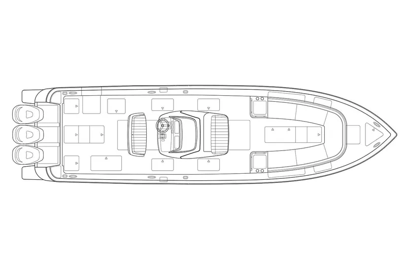 Slide: The Image of Manufacturer Provided Image: Top view schematic of a 2019 Intrepid 400 Center Console boat. - 42