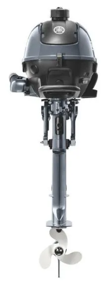 Slide: The Image of Yamaha outboard motor F2.5LMHB, 2022 model, featuring a sleek design and propeller. - 4