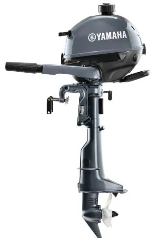Slide: The Image of Yamaha outboard motor F2.5SMHB, 2022 model, in dark gray with propeller and handle. - 3