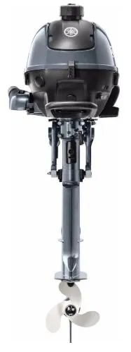 Slide: The Image of Yamaha outboard motor F2.5SMHB, 2022 model, featuring a sleek design and propeller. - 4