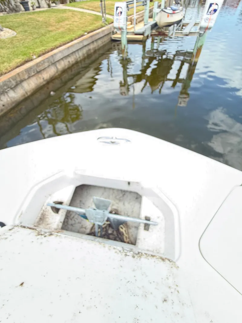 Slide: The Image of Bow of a boat with anchor in a canal. - 18