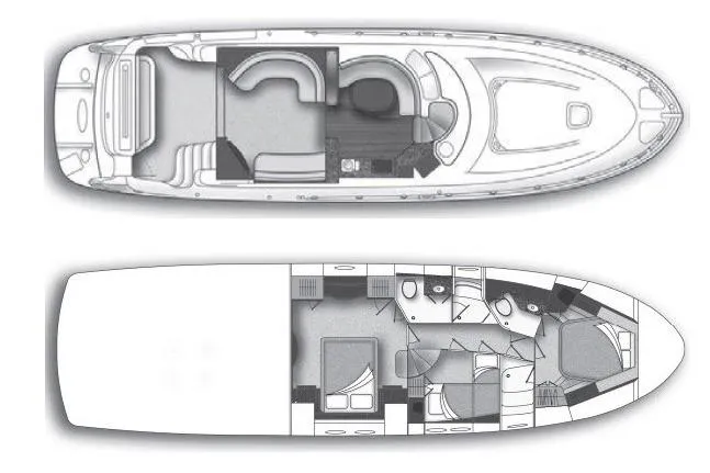 Slide: The Image of Floor plan of a 2008 Sea Ray 58 Sedan Bridge yacht, showcasing interior layout. - 20