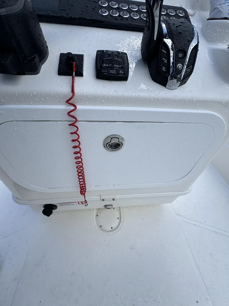 Slide: The Image of Close-up of a boat console area with controls and switches. - 29