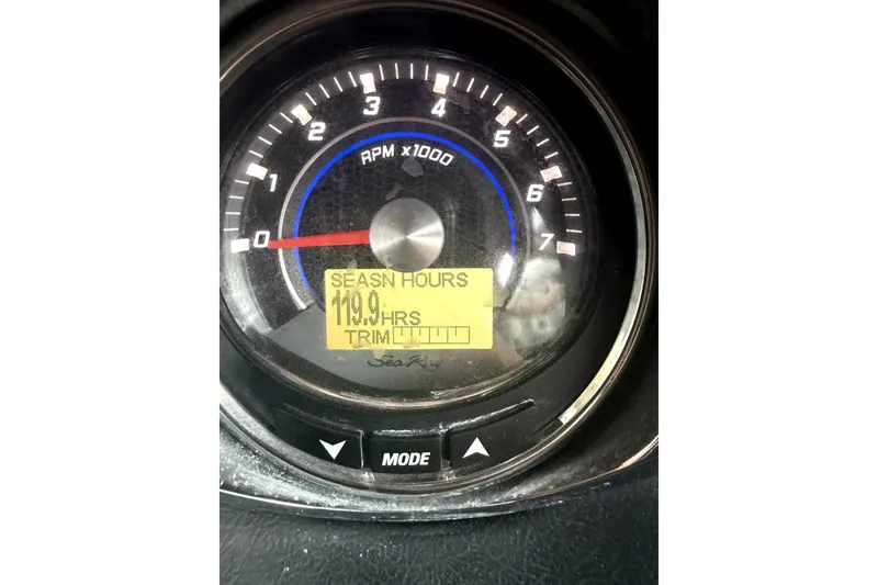 Slide: The Image of Tachometer of 2014 Sea Ray 260 Sundeck showing 119.9 engine hours. - 12