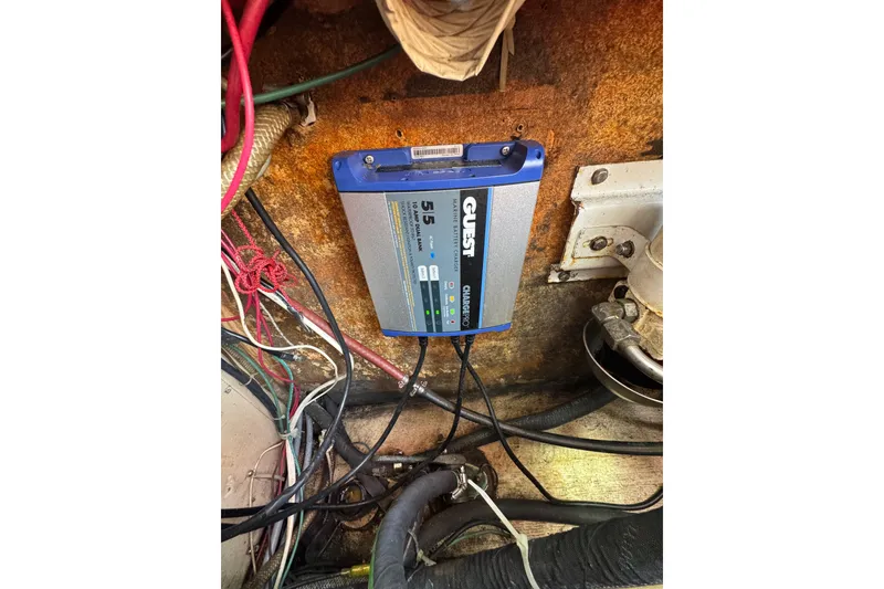 Slide: The Image of Battery charger installation in 1989 Cape Dory 30 Motorsailer engine compartment. - 34