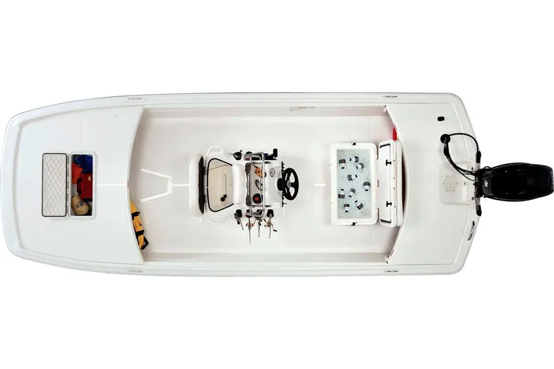 Slide: The Image of Manufacturer Provided Image: 2014 Mako Pro Skiff 17 CC, top view, center console, outboard motor, fishing gear. - 7