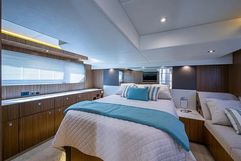 Slide: The Image of Luxurious interior of 2025 Cruisers Yachts 50 Cantius with elegant bedroom design. - 18