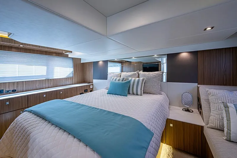 Slide: The Image of Luxurious bedroom interior of 2025 Cruisers Yachts 50 Cantius with modern design. - 25