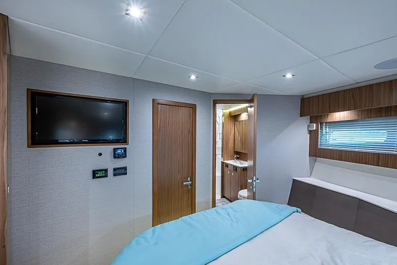 Slide: The Image of Luxurious interior of 2025 Cruisers Yachts 50 Cantius with modern amenities and elegant design. - 30