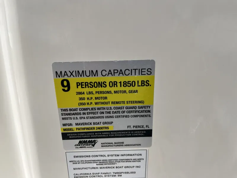 Slide: The Image of Label showing maximum capacity of 9 persons or 1850 pounds. - 27