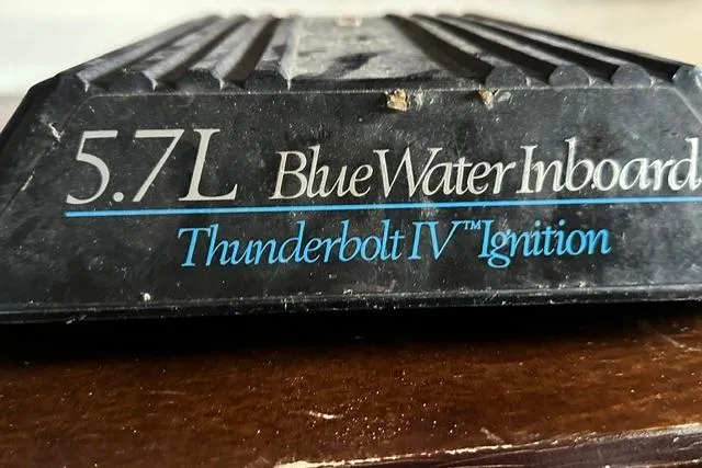 Slide: The Image of 5.7L BlueWater Inboard engine with Thunderbolt IV Ignition for 1989 Carver 32 Aft Cabin Yacht. - 32